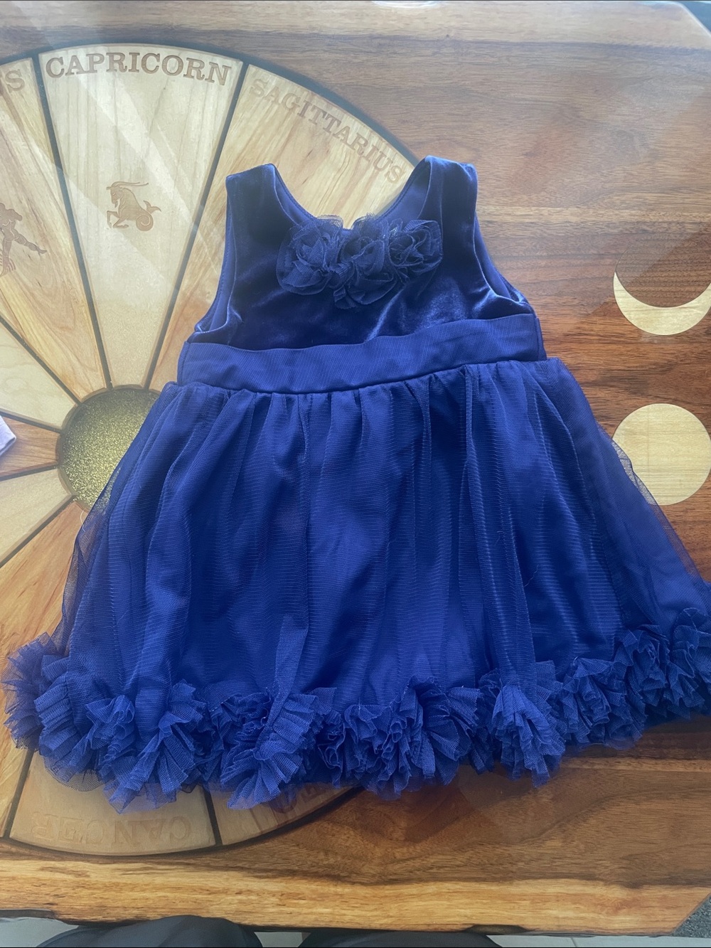 Blue Velvet and Frills Holiday dress 12 months